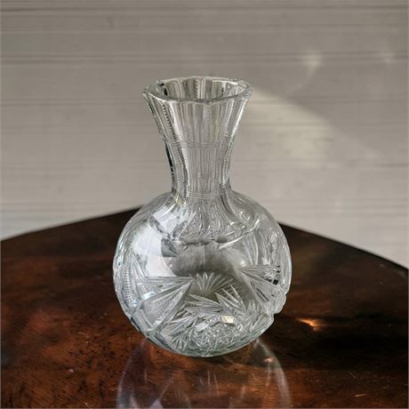 American Brilliant Period Cut Crystal Pinwheel/Fan Glass Water Carafe/Decanter