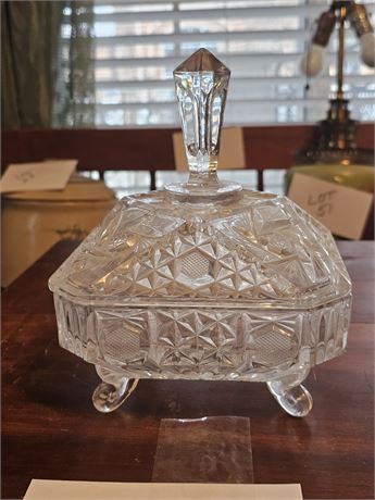 Vintage Clear Pressed Glass Lidded Candy