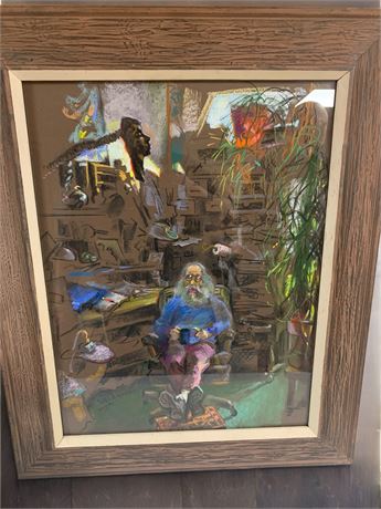 Signed Artwork "The Wizard's Office" By Pastel Artist Judy Carducci From 2007