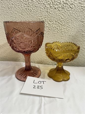 Purple/Amber Glass Goblets
