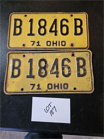 Vintage 1971 Ohio License Plate Set