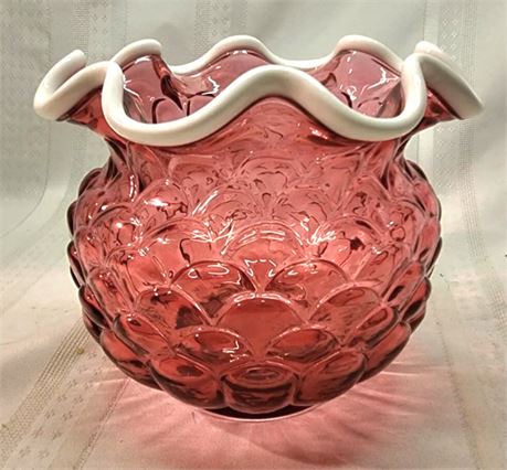 Signed Fenton Cranberry Jacqueline Vase