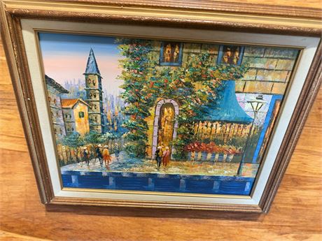 Framed Art : Signed D. Jane European Village
