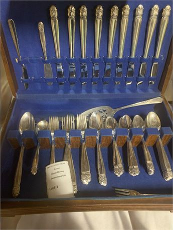 Holmes Edwards Inlaid Silver "Danish Princess" Pattern Flatware Set - 66 Pieces