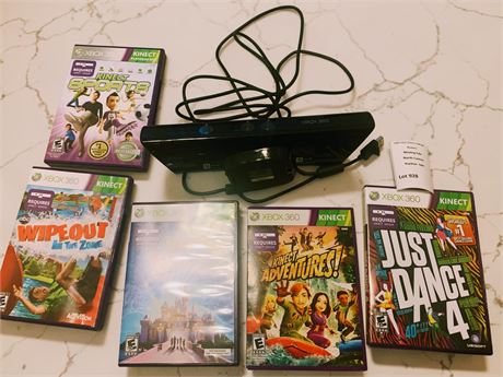 Microsoft Kinect Sensor Bar Bundle For Xbox 360 W/4 Kinect Games