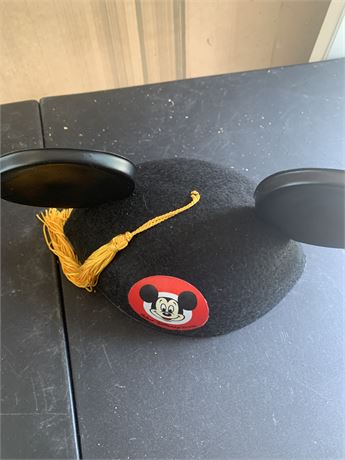 Vintage Walt Disney World Mickey Mouse Ears Hat With Gold Tassel From 1980s