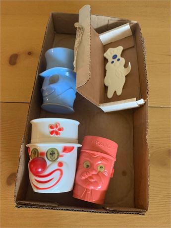Captain Kangaroo Clown & Disney Jiminy Cricket Kids Cups & Pillsbury Doughboy