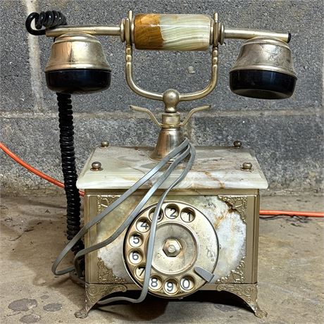 Vintage Marble Rotary Telephone