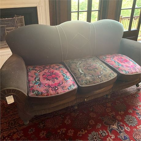 Vintage Mohair Deco Rose Sofa/Couch
