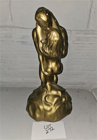 Man/Woman Ceramic Gold Painted Molded Sculpture