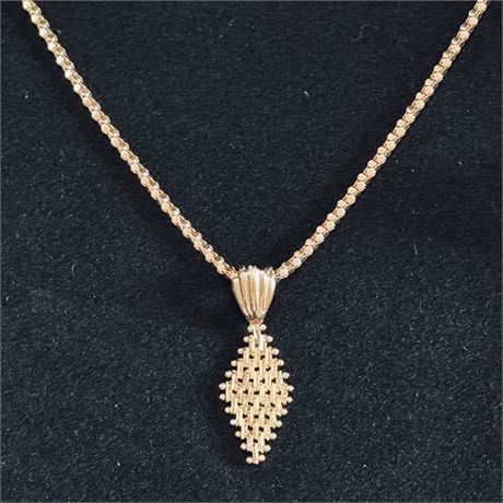 Beautiful 14K Rose Colored Gold RICCO Pendant Necklace - 5.17g
