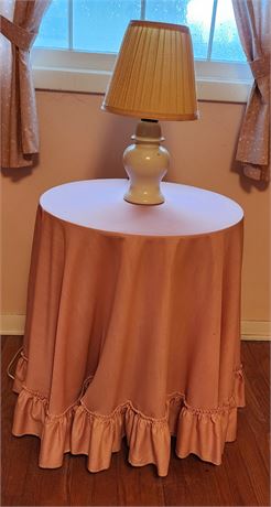 Decorative Round Table w/ Small Lamp