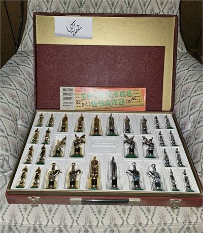 Galent Knight Gold / Silver Plastic Chess Set in Case & Cribbage Board