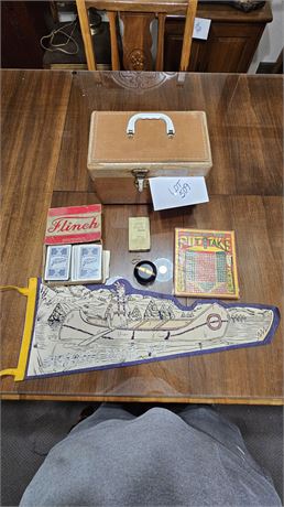 Vintage Travel Case With Put & Take, Finch, Baby Bank & More