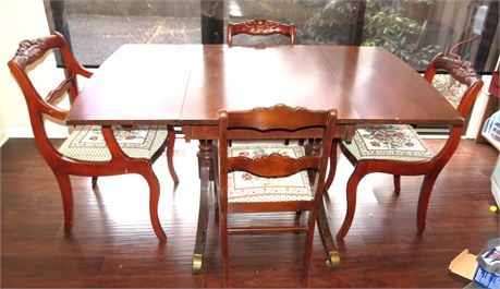 Antique Drop Leaf Table, 4 Chairs