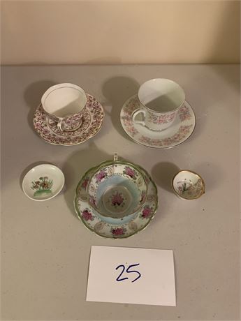 Tea Cup & Saucer Lot Vintage Pink & White Flower Pattern #4965 by Rosina