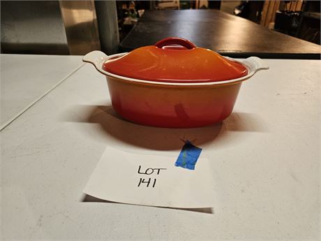 Descoware Belgium 15-C/22 Orange Enamel Casserole with Lid