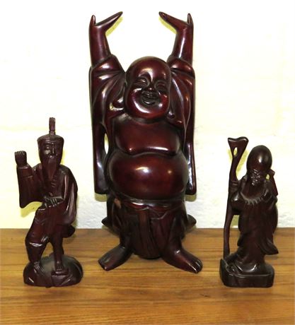 Carved Wood Buddha, Chinese Bearded Men