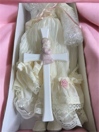 Porcelain Bride Doll and Ceramic Cross