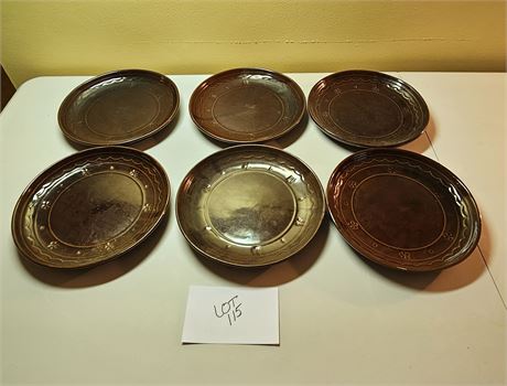 Mar-Crest Brown Glaze Plates x6