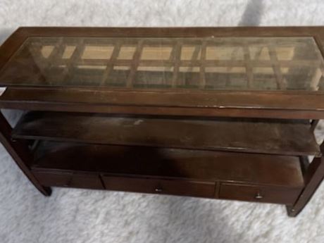 Dark Wood & Glass Console Table