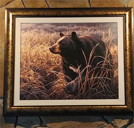 Art Barbarians "Morning Stroll" Black Bear by Greg Alexander Framed Canvas Print