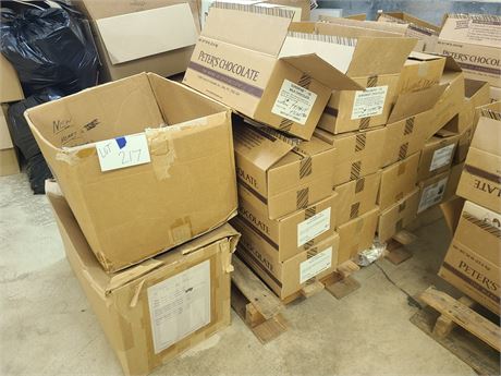 Pallet Full of Boxes Filled with Plastic Valentine's Heart Chocolate Molds