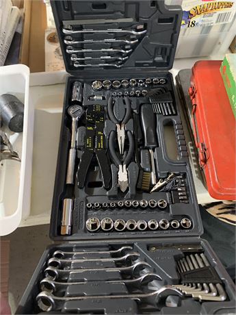 Tool Kit In Carrying Case - Wrenches - Pliers - Ratchet - Sockets & More