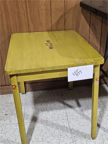 Vintage Mustard Yellow Painted Dutch Heart End Table