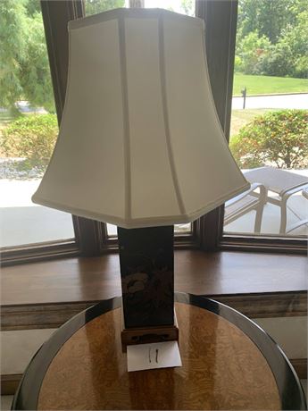 Black Lacque Chinoiserie Mother Of Pearl Inlaid Lamp