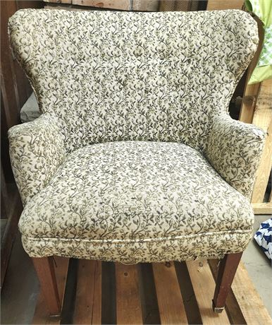 Vintage Wingback Floral Parlor Chair