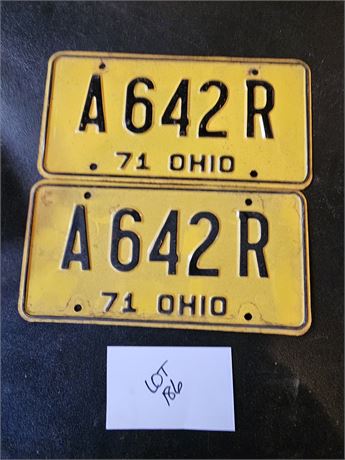 Vintage 1971 Ohio License Plate Set