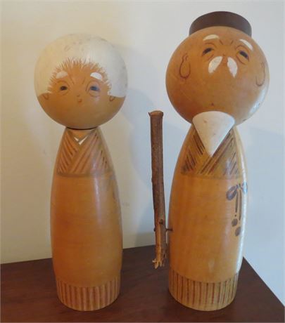 Vintage Japanese Kokeshi Wood Dolls