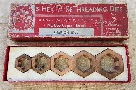 Snap-On 5 Hex Nut-Size Re-threading Dies