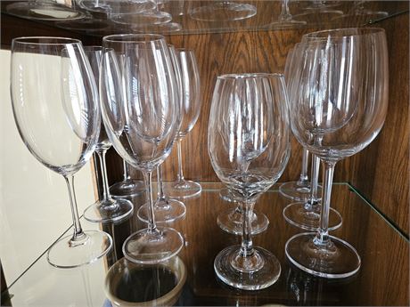 Mixed Clear Glass Wine Glasses