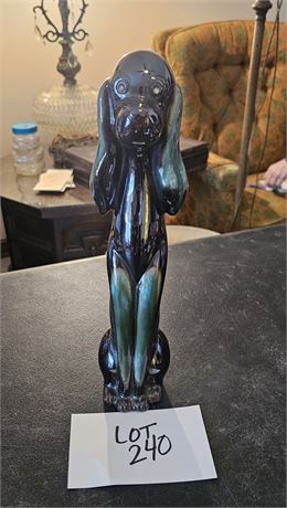 MCM Vintage Blue Mountain Pottery Dog- Black & Green Drip Glaze