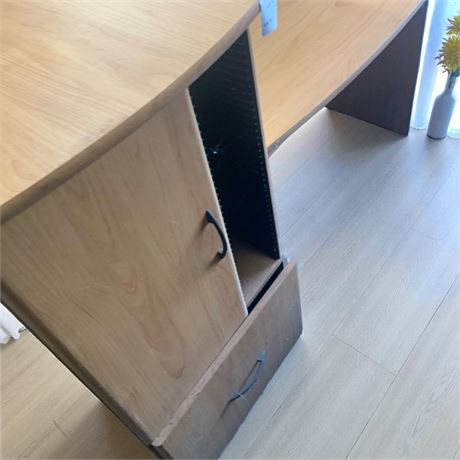 Wood Particle Board Office/Computer Desk W/Storage Cabinet & Drawer