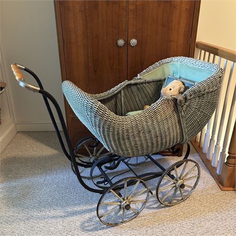 Antique Wicker Baby Carriage