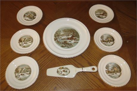 Currier & Ives Cake Set