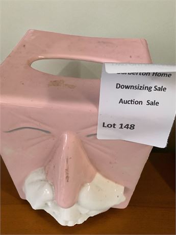 1980s Pink Fitz & Floyd Sneezing Man Ceramic Pink Tissue Box Cover