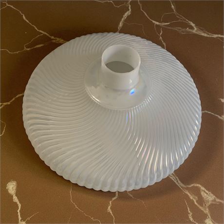 Opal White Milk Glass Torchiere Lamp Shade W/Ribbed Swirling Pattern