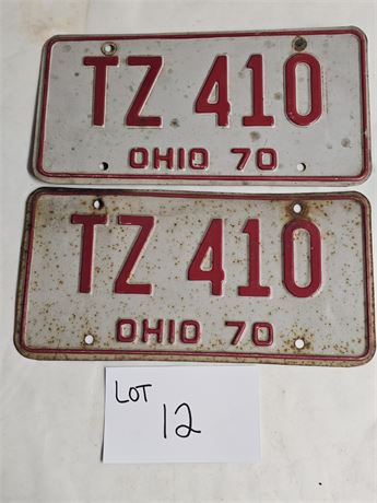 Vintage Ohio 1970 License Plates