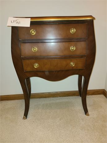 Wood 3 Drawer Footed Cabinet