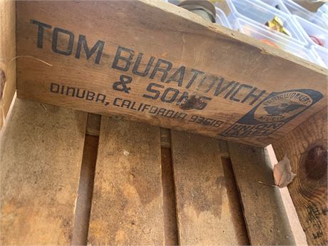 Vintage Wood Farm Crate Tom Buratavich and Sons