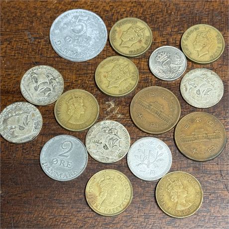 Mixed Vintage Foreign Coin Lot with Silver Pieces