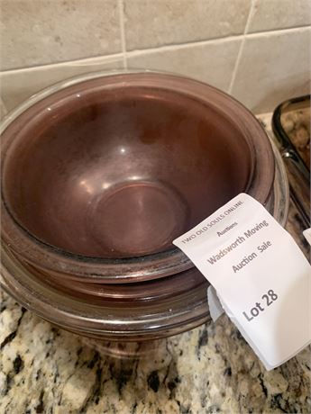 Pyrex Cranberry Glass Mixing Bowl Set of 4