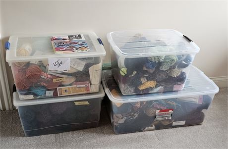 Four Bins Full Of Mixed Yarn