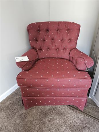Custom Made Burgundy Arm Chair with Small Floral Print