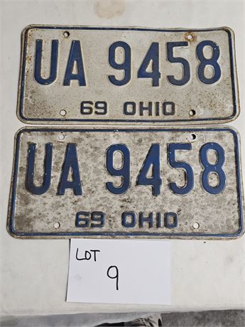 Vintage Ohio 1969 License Plates