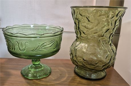 Emerald Green Pedestal, E.O. Brody Vase